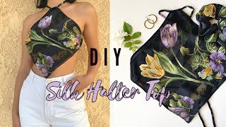 DIY Silk Halter Top W Vintage Scarf [upl. by Nmutua]