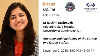 iFocus Online Session 53 Anatomy amp Physiology of the Cornea amp Ocular Surface  Dr Rashmi Deshmukh [upl. by Crosby365]