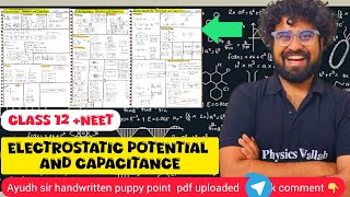 Electrostatic potential and capacitance Ayudh sir handwritten Puppy points pw neet [upl. by Ayahsal]