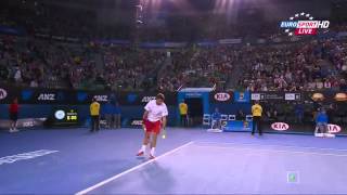 2014 AO Wawrinka serve warm up [upl. by Justinn352]