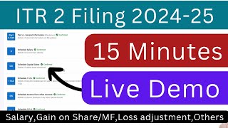 ITR 2 filing online AY 202425  How to file ITR 2 online 202425 for Salary and capital gainsloss [upl. by Carpio]