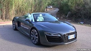 2014 Audi R8 V10 Spyder STronic Start Up Revs and Engine Sound [upl. by Etnovaj]