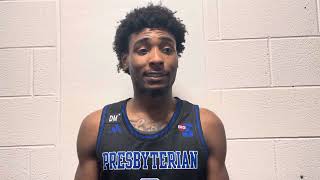 Presbyterian junior guard Samage Teel after the road win at Winthrop [upl. by Birck]