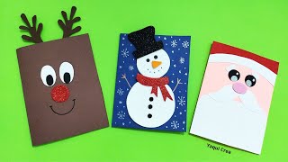 Tarjetas Navideñas fáciles de hacer  Rodolfo Muñeco de Nieve y Santa Claus [upl. by Merton534]