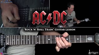 Rock n Roll Train Guitar Lesson  ACDC [upl. by Cammi802]