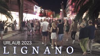 Lignano Sabbiadoro Italy  Restaurant and Shopping Street 4K UHD [upl. by Adele]