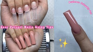 SUPER EASY POLYGEL NAIL SET USING TIPS  MADAM GLAM GEL POLISH  Nail Tutorial for Beginners [upl. by Htaras]