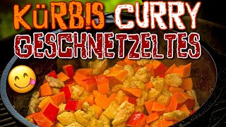 Kürbis Curry Geschnetzeltes aus dem Dutch Oven  Leckeres Rezept für den Herbst DutchOven BBQ [upl. by Darline746]