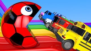 Learn Colors with PACMAN Slide and 3D Soccer Ball Street Vehicle for Children [upl. by Lartnom]