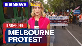 Climate protesters disrupt peak hour traffic in Melbourne  9 News Australia [upl. by Locklin]