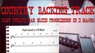 Country Backing Track  Fast 12 bar Blues progression in E major [upl. by Bernete561]