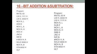 microprocessor 16 bit addition program [upl. by Daiz]