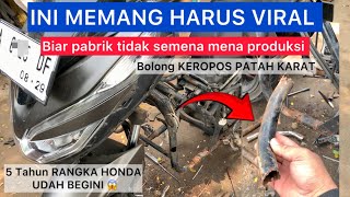 VIRAL RANGKA HONDA  kejadian RANGKA HONDA KEROPOS BOLONG BERKARAT PATAH DI PCX 2019 [upl. by Ycart]