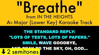 quotBreathequot Lower Key from In the Heights Ab Major  Karaoke Track with Lyrics [upl. by Eveineg]