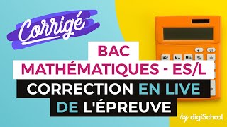 Bac 2017  Correction en LIVE de lépreuve de MATHS Séries ESL [upl. by Htebsle]