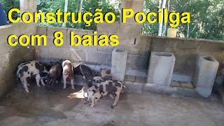 Como construir uma Pocilga com 8 baias  80 m2  Parte 1 [upl. by Eniale544]