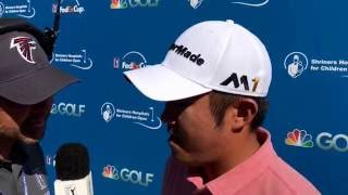 John Huh discusses Shriners Open First Round [upl. by Cirtap]