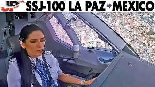 Piloting the SUKHOI SUPERJET La Paz to Mexico City  Cockpit Views [upl. by Napoleon]