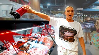 Vegan pours BLOOD on butcher store HECTIC PROTEST [upl. by Ziegler770]