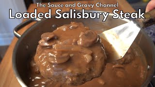 Loaded Salisbury Steak Recipe  Salisbury Steak  Mushroom and Onion Gravy  Hamburger Steak [upl. by Einahpit]