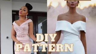 How to draft offshoulder dress pattern Part A [upl. by Adlaremse]