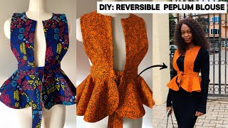 DIY Reversible Pinafore Peplum Blouse with 720 Degrees Flare Cutting and Stitching Tutorial [upl. by Hayikat]