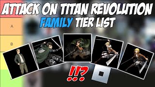 Attack On Titan Revolution Family Tier List  Roblox Tier Lists [upl. by Einnus297]