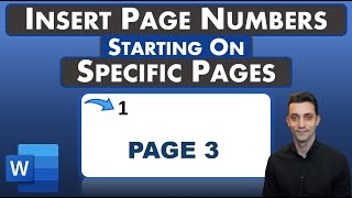 Word Tips  Insert Page Numbers Starting on Specific Page [upl. by Nnylkoorb135]