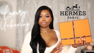 Hermès Unboxing Poppy Orange Oran Sandals  Sizing  GeranikaMycia [upl. by Enohpets]