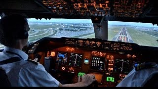 KLM B747400ERF Beautiful Landing at AMS  Cockpit View [upl. by Karil]