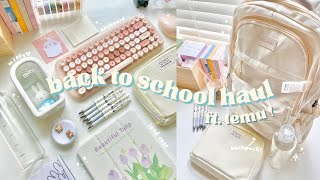 aesthetic back to school haul ft temu 🌷 backpack cute stationery miffy keyboard and more [upl. by Suirtimid]