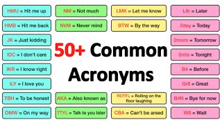 50 COMMON ACRONYMS in ENGLISH [upl. by Sinclare]