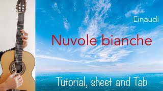 Nuvole bianche L Einaudi Guitar lesson sheet and tab [upl. by Wilow760]