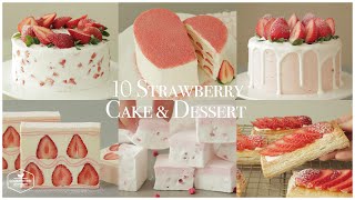 10가지🍓딸기 케이크amp디저트 모음zip  10 Strawberry CakeampDessert Recipe  홈베이킹 영상 모음 Baking Video  Cooking tree [upl. by Diena]