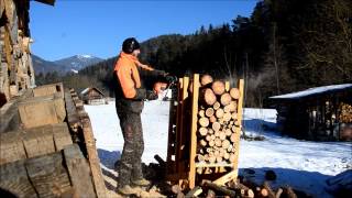 Stihl 661  cutting firewood [upl. by Yclehc]