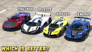 GTA 5  ITALI RSX vs EMERUS vs DEVESTE EIGHT vs KRIEGER  Track test included [upl. by Amilas]