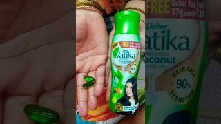 Dabur vatika oil and vitamin e capsule for double hair growth😱haircare shorts [upl. by Seugram581]