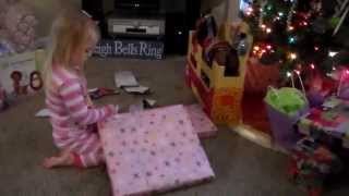 Abby opening presents Christmas morning 2014 [upl. by Aivatal217]