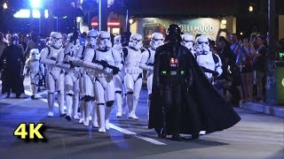 Darth Vader amp Stormtroopers Imperial March  Disneys Hollywood Studios Galactic Nights  4K [upl. by Imorej266]