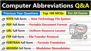 Computer Abbreviations for competitive exams  Computer Full Forms  Top 100 MCQs [upl. by Atived669]