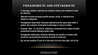 PARADIGMATIC AND SYNTAGMATIC RELATIONSHIP [upl. by Jueta626]