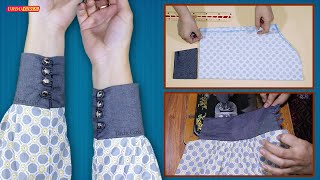 Cuff Sleeves Design Cutting And Stitching  How To Make Cuff Sleeves [upl. by Ieso]