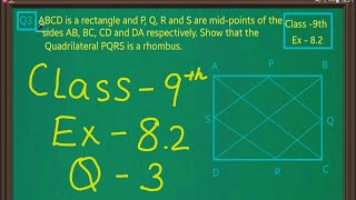 Class  9th  Quadrilaterals  Ex 82 Q no 3 solved ncert [upl. by Apurk]