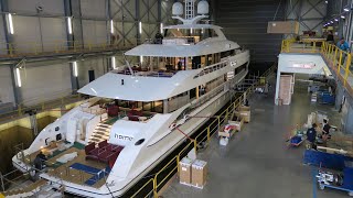 The video of Heesen Yachts’ 4980m 163’ 4” Home getting ready for the launch [upl. by Bannister760]