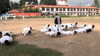 Nepali Taekwondo students do push ups during training session [upl. by Lasala]