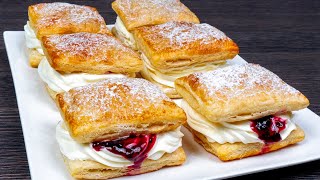 They will disappear in a minutePerfect dessert of puff pastry and pastry creamReady in 20 minutes [upl. by Sharp]