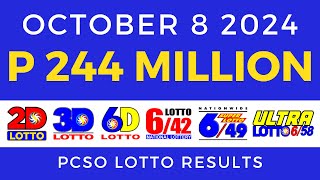 Lotto Result Today 9pm October 8 2024  PCSO Complete [upl. by Joost]