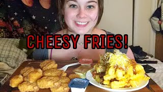 MUKBANG CHEESY CHIlI FRIES🇺🇲 amp CHICKEN NUGGETS [upl. by Nhguavaj216]