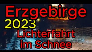 Lichterfahrt im Erzgebirge 2023 Über 100 Lastwagen im Schnee [upl. by Miche]