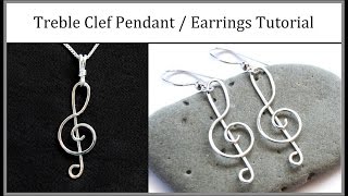 Easy Jewelry Tutorial  Wire Wrapped Treble Clef Pendant or Earrings [upl. by Cedar]